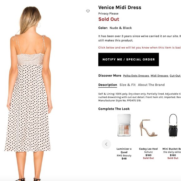 Privacy Please x Revolve Venice Midi Dress Size: XS Color: Nude & Black - Picture 5 of 6